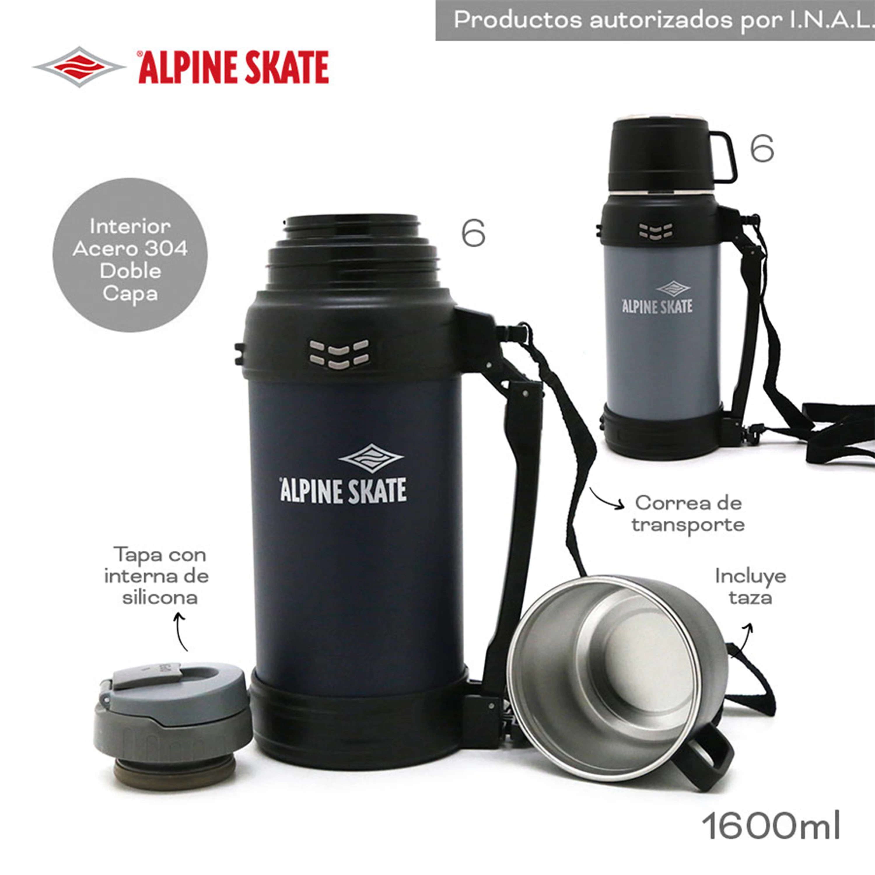 TERMO BOTELLA ACERO ALPINE SKATE 1600ML 16456