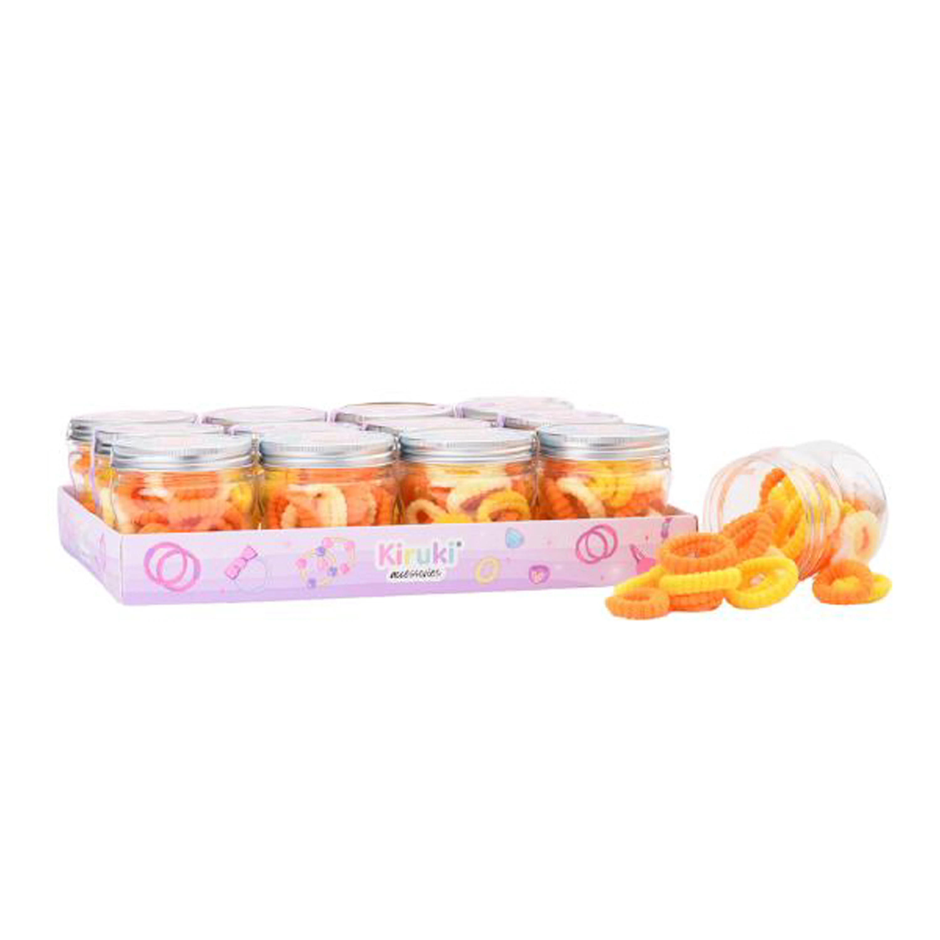 GOMITAS PARA EL PELO KIRUKI AMAR/NARANJA 28UN
